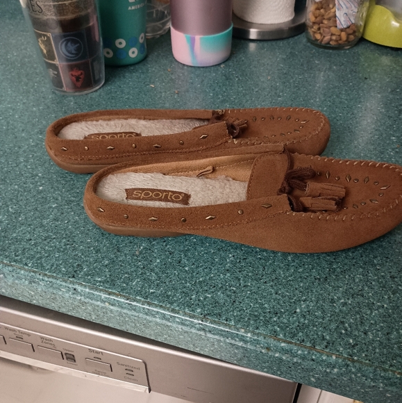 Sporto Brown Genuine Suede mule slide sz 8 - Picture 2 of 5